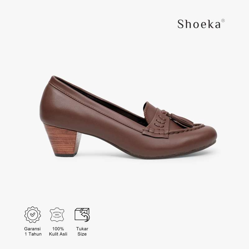 TASSEL HEELS 5CM COGNAC